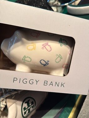 Multicolor Icon Ceramic Piggy Bank - White Savings Bank